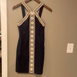 Lilly Pulitzer navy blue and gold dress